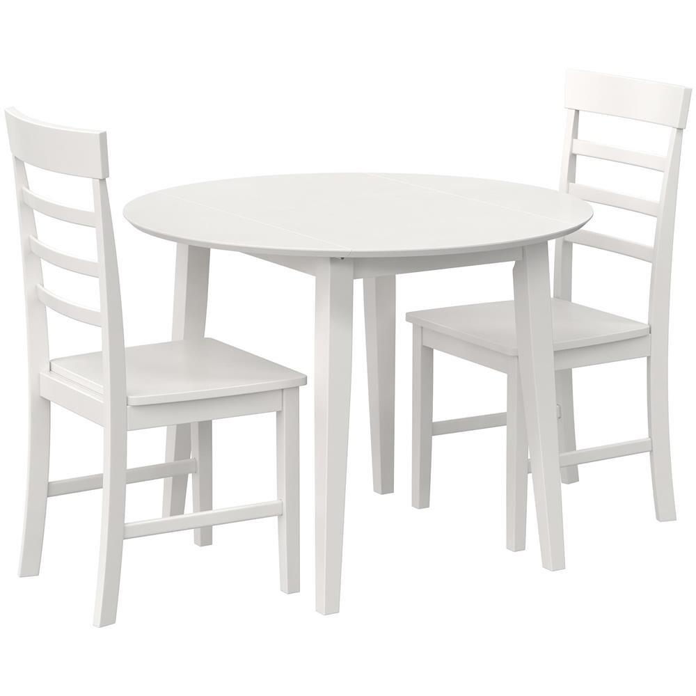 Brooks Set Da Pranzo 3 Pezzi In Mdf E Legno Di Gomma Bianco - Foto 1