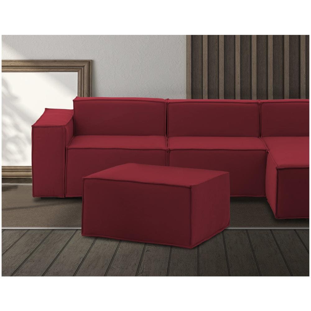 Pouf Barbara, Pouf Da Salotto, 100% Made In Italy, Poltroncina Relax In Tessuto Imbottito, Cm 80x70h43, Rosso - Foto 1