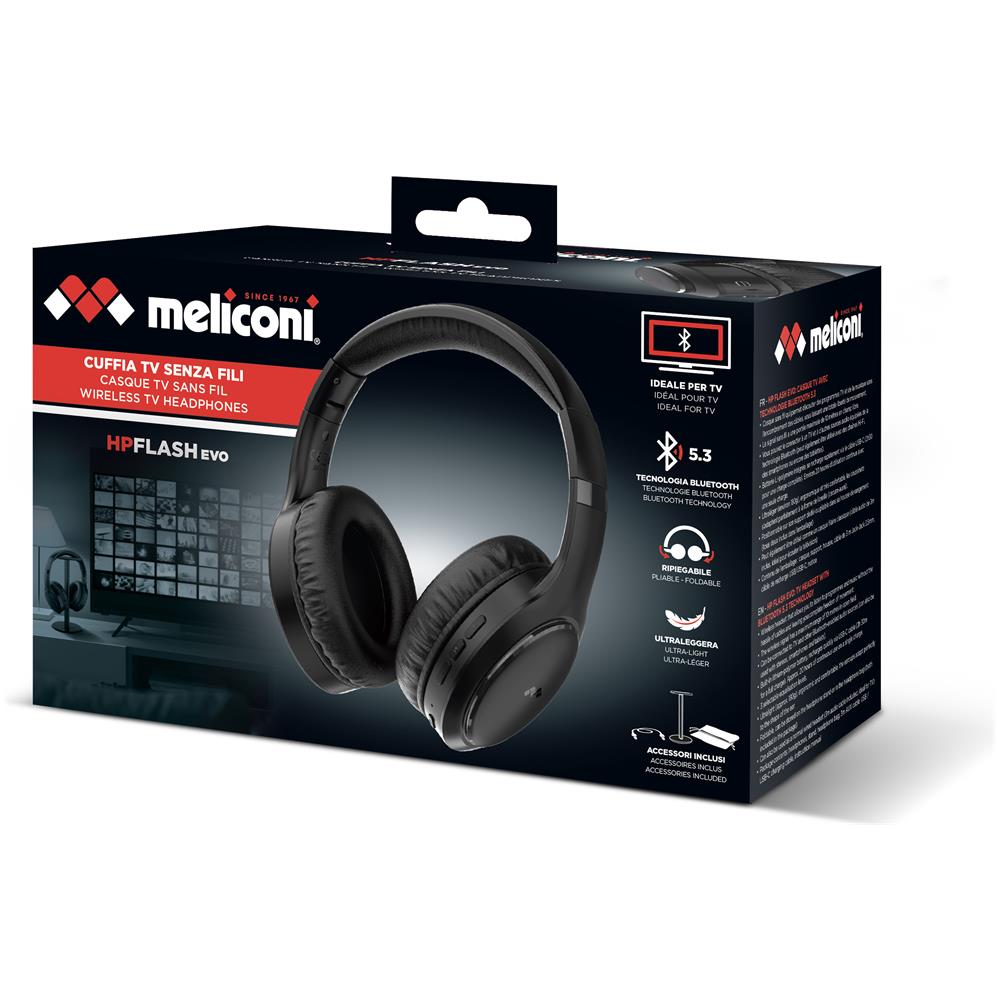 Cuffia per TV Wireless HP FLASH EVO Bluetooth 5.3 Autonomia fino a 20 Ore Colore Nero - Foto 2
