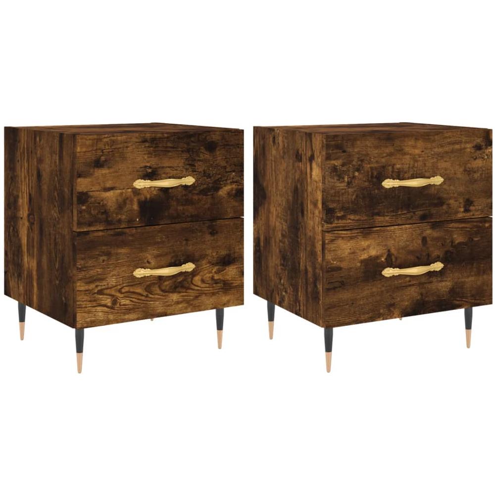 Comodini 2 Pz Rovere Fumo 40x35x47,5 Cm In Legno Multistrato - Foto 2