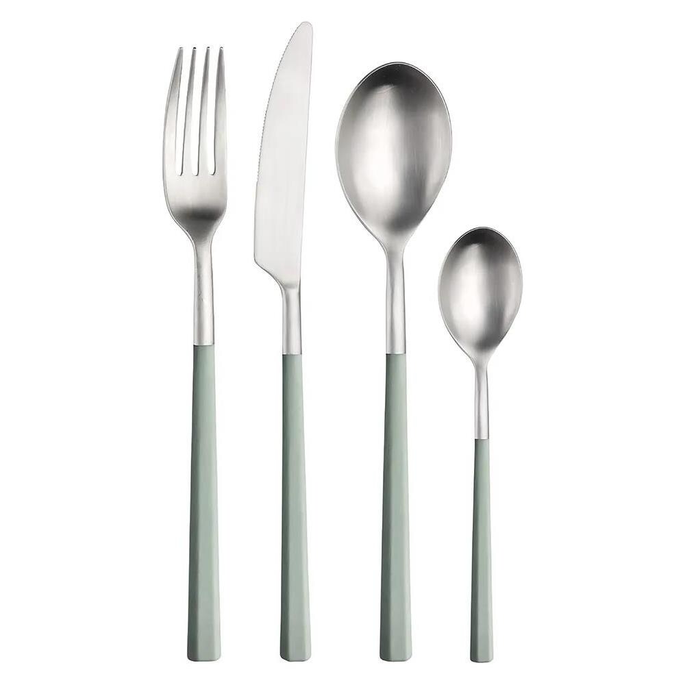 Hive Posate da tavola con manico salvia Confezione - Set da 24 Pezzi - 6 Posti Tavola - Confezione Regalo Made in Italy - Foto 1