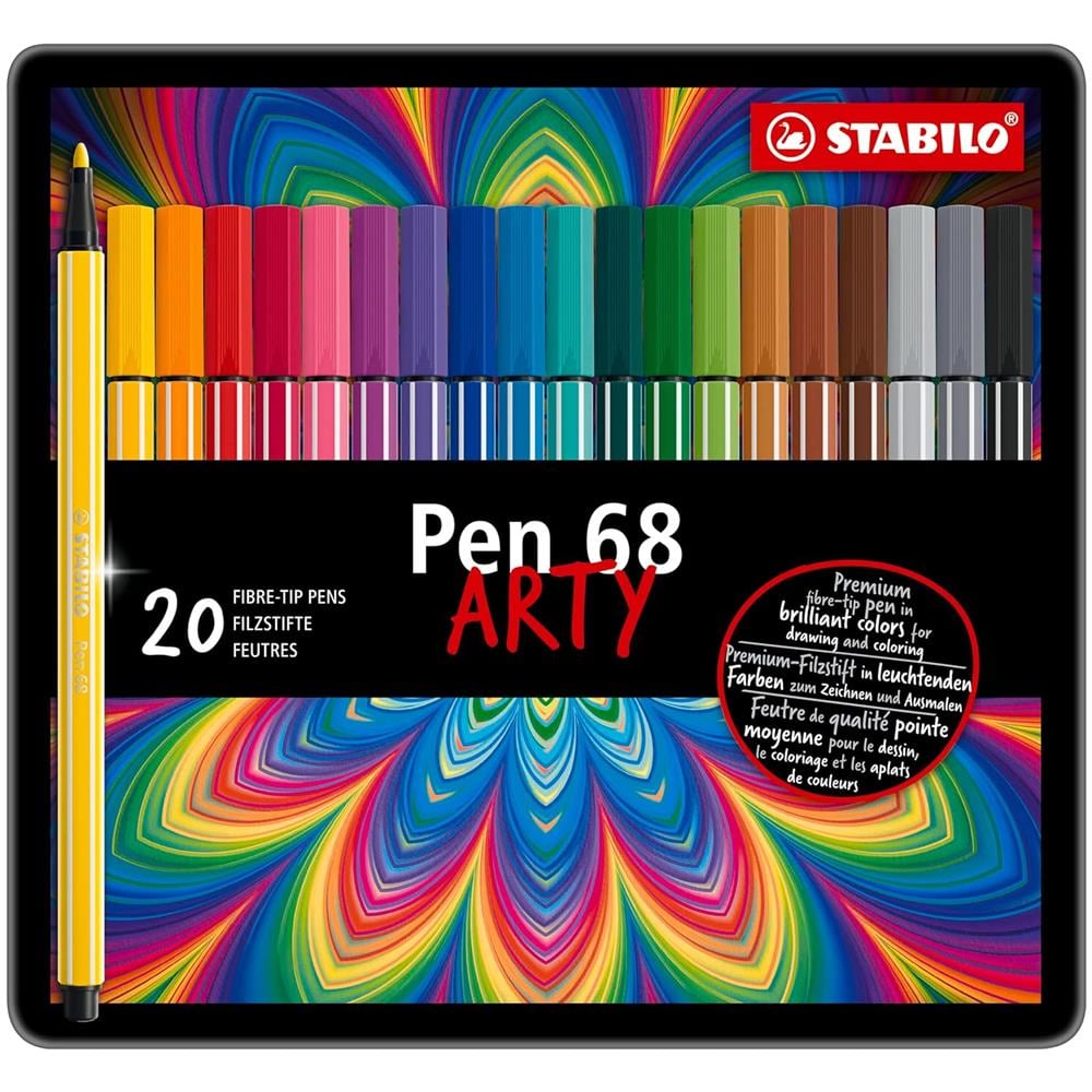 Pen 68 - Pennarello Premium - ARTY - Scatola in Metallo da 20 - Colori Assortiti - Foto 2