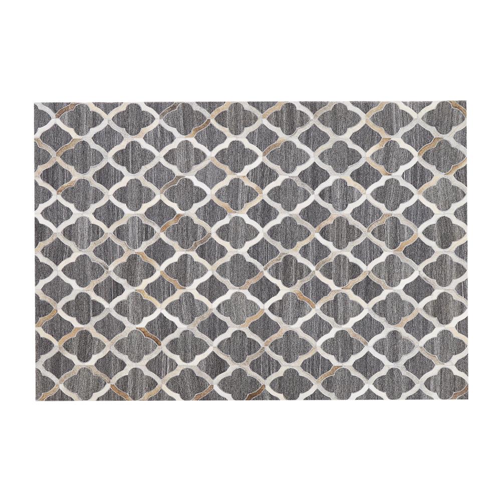Tappeto In Pelle Grigio E Beige 160 X 230 Cm Rolunay - Foto 2
