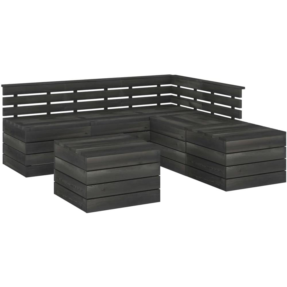 Set Salotto Da Giardino 6 Pezzi In Legno Di Abete - Divano Su Pallet Con Tavolo E Pouf Per Esterno - Foto 13