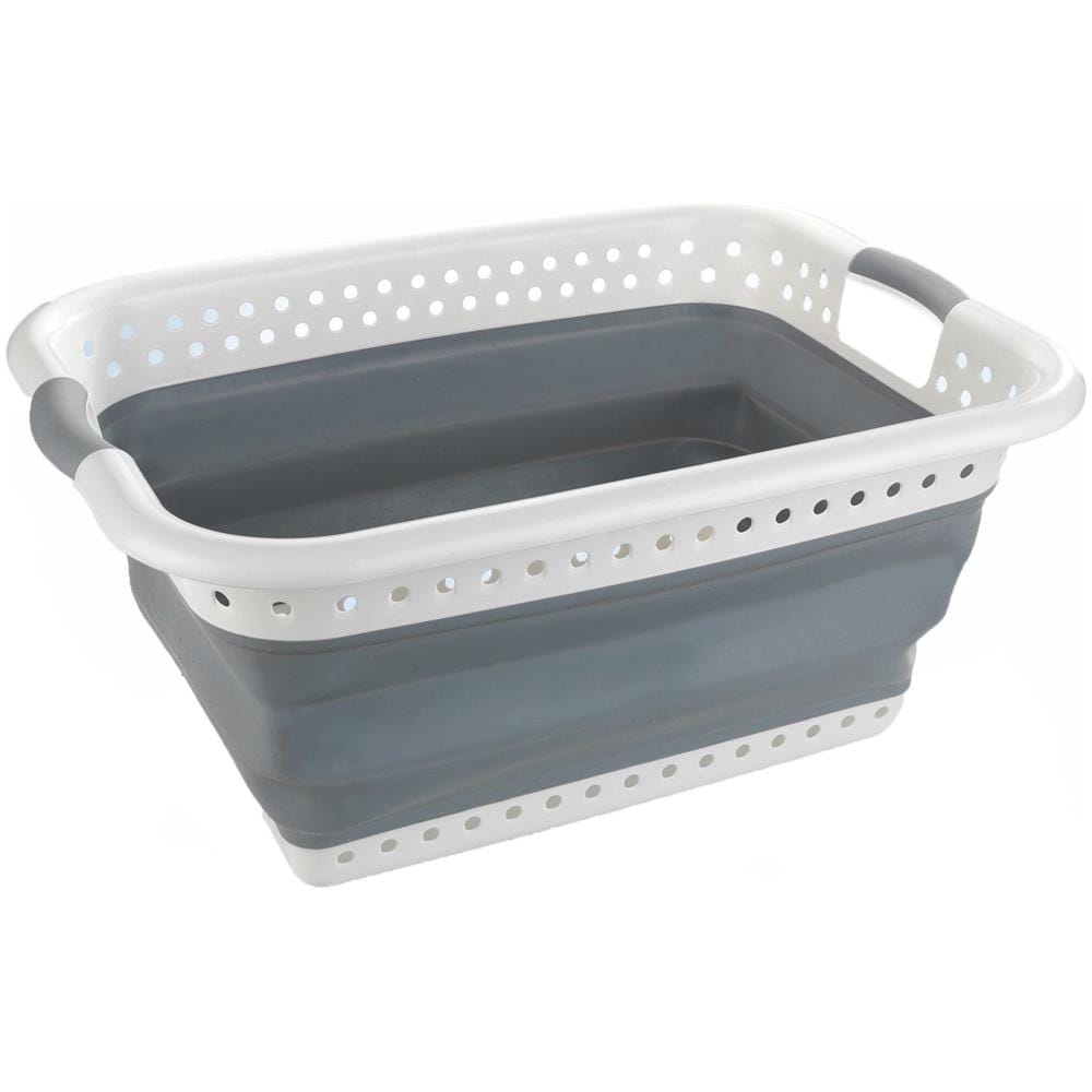 Cesto Portabiancheria Pieghevole In Plastica Con 2 Manici, 60,2 X 45,6 X 28 Cm - Foto 1