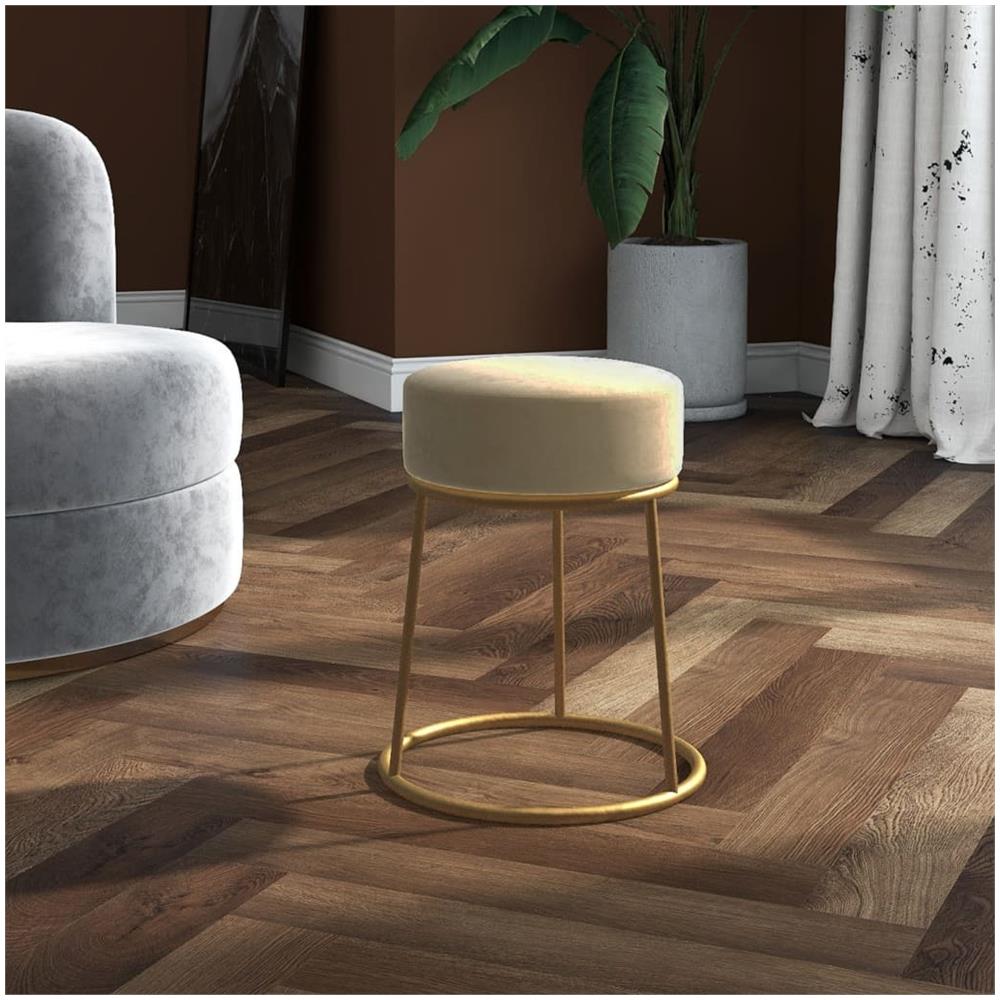 Sgabello Rotondo Grigio Scuro In Velluto - Foto 1