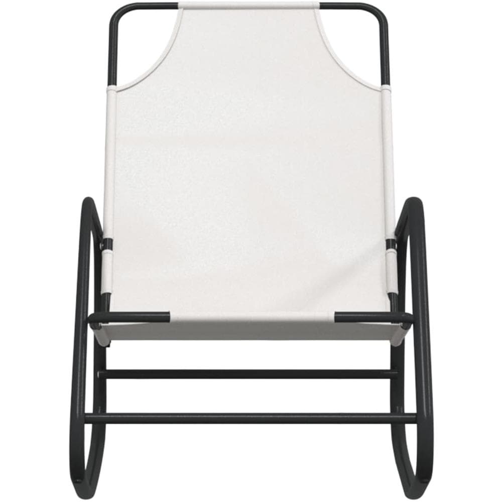 Lettino Prendisole a Dondolo in Acciaio e Textilene Crema - Foto 3