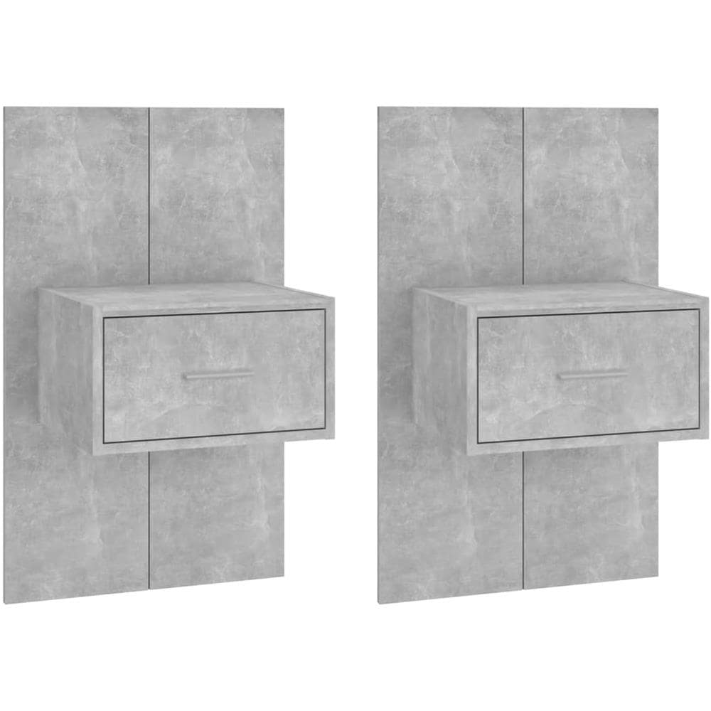 Comodini a Muro 2pz Grigio Cemento in Legno Ingegnerizzato - Foto 1