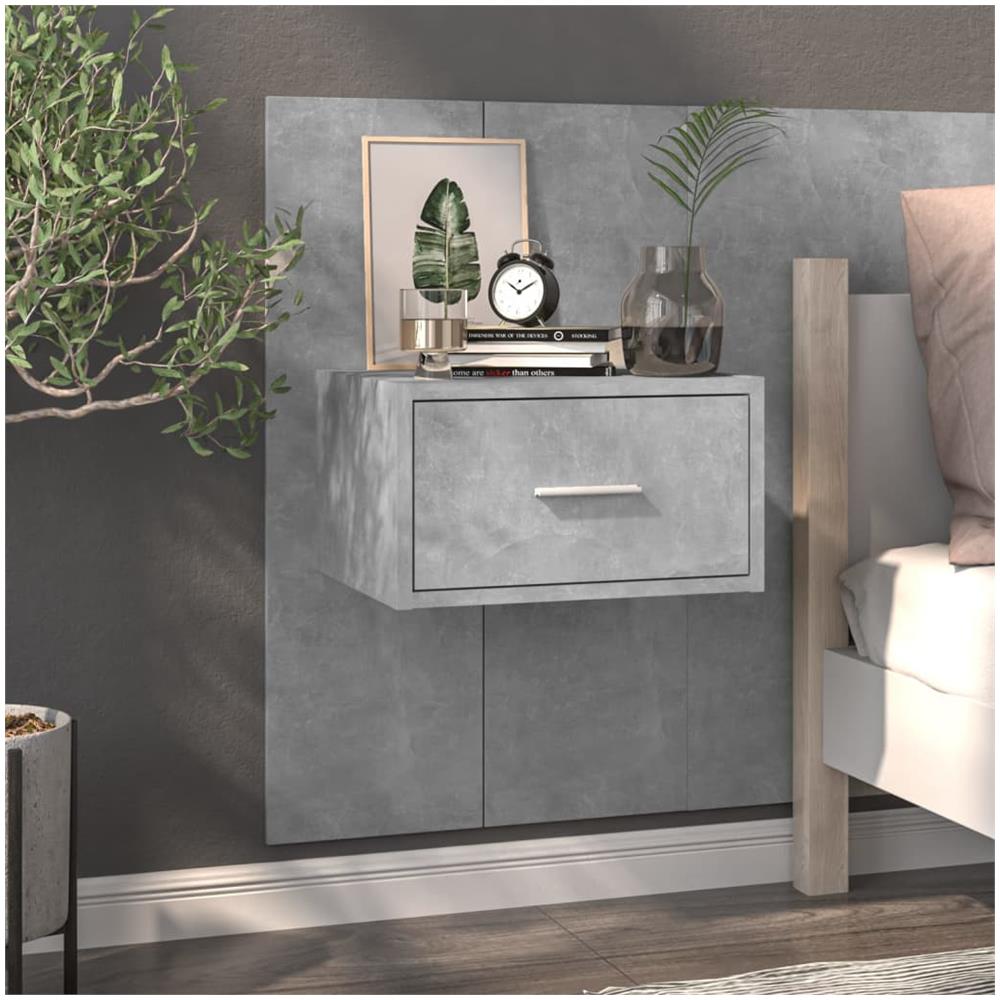 Comodini a Muro 2pz Grigio Cemento in Legno Ingegnerizzato - Foto 2