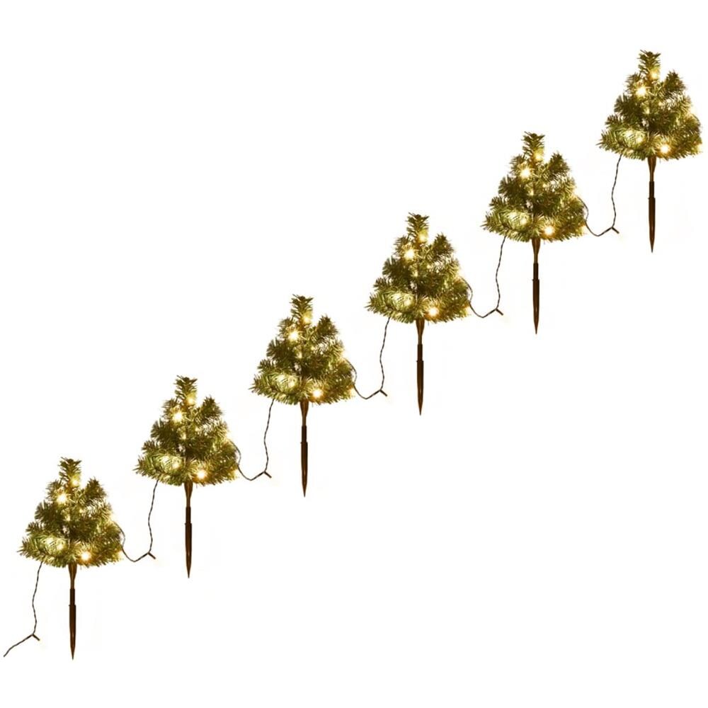 Sentiero Alberi di Natale 6 pz con LED Bianco Caldo 45 cm PVC - Foto 1