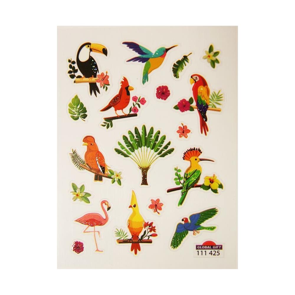 Adesivi - Uccelli Tropicali - Glitter - 1,8 Cm - Foto 1