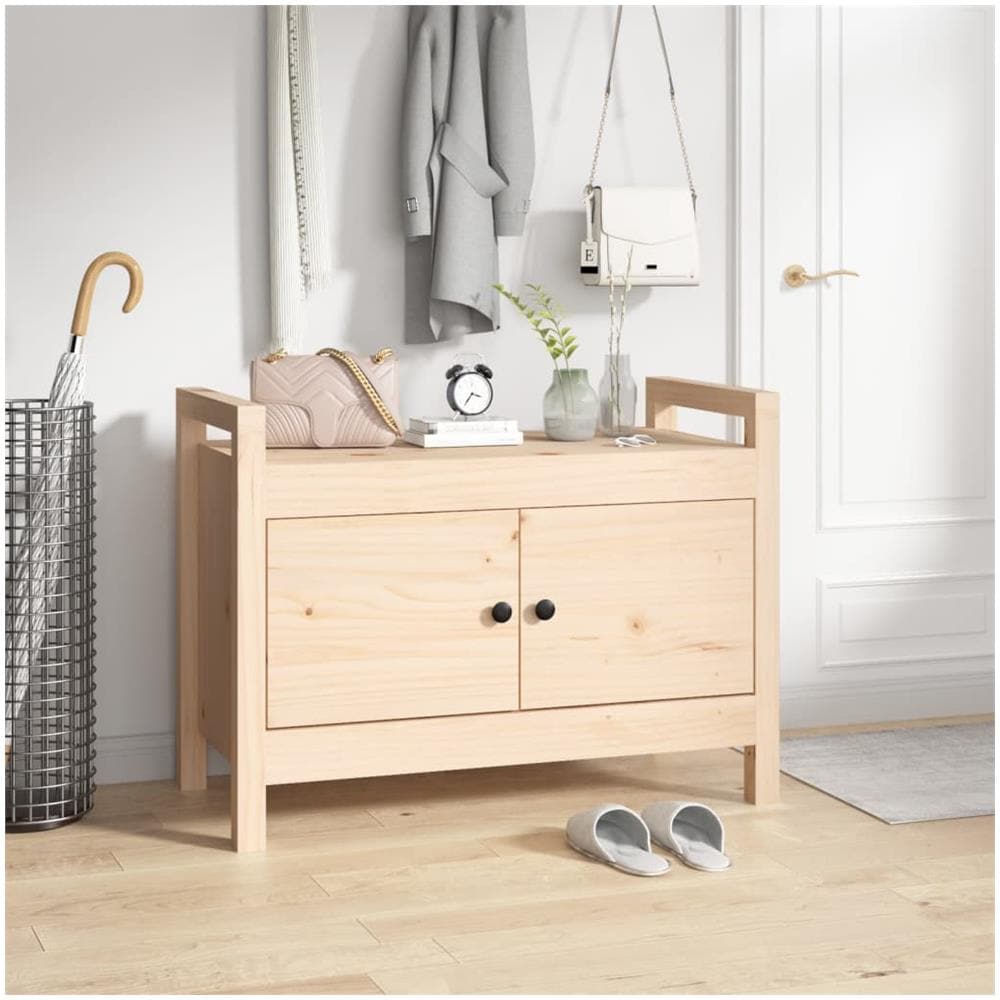 Panca Da Ingresso 80x40x60 Cm In Legno Massello Di Pino - Foto 1