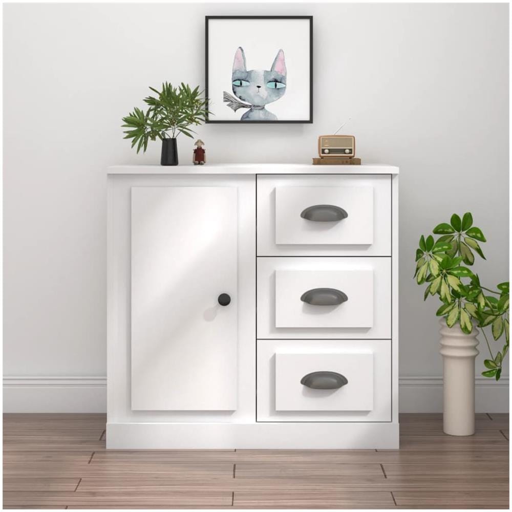 Credenza Bianca 70x35,5x67,5 Cm In Legno Multistrato - Foto 1