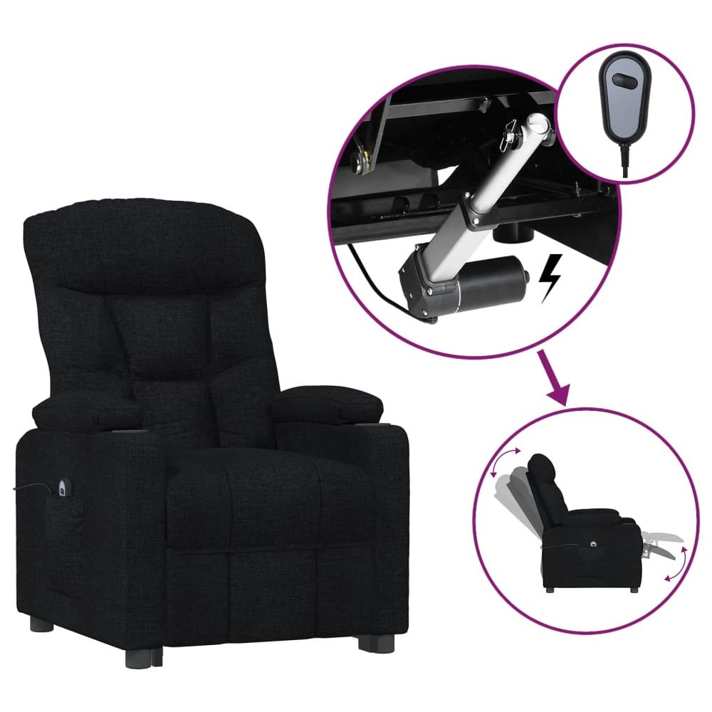 Poltrona Elettrica Reclinabile Nera In Tessuto - Foto 2