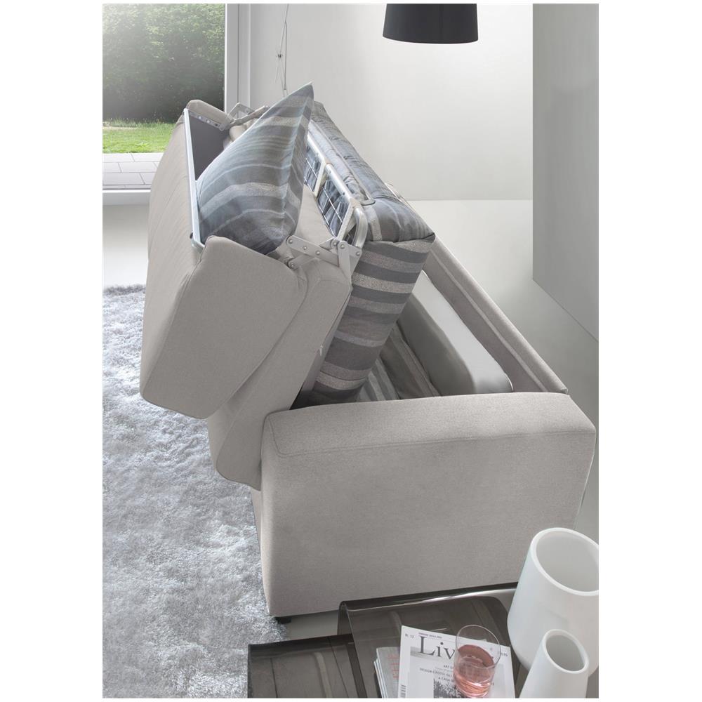 Divano Letto Algisa, Divano A 2 Posti Large, 100% Made In Italy, Sofà Soggiorno Con Apertura Girevole, In Tessuto Imbottito, Con Braccioli Slim, Cm 180x95h90, Grigio - Foto 4
