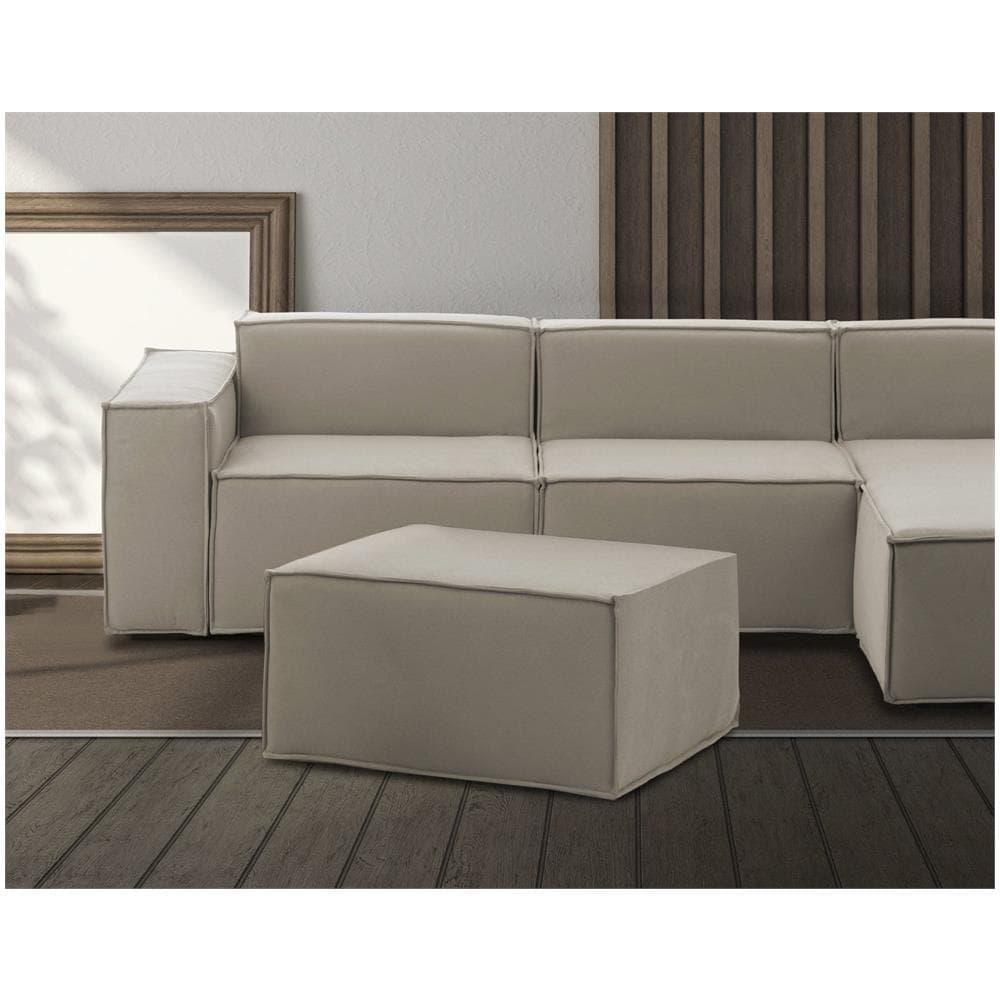 Pouf Barbara, Pouf Da Salotto, 100% Made In Italy, Poltroncina Relax In Tessuto Imbottito, Cm 80x70h43, Tortora - Foto 1