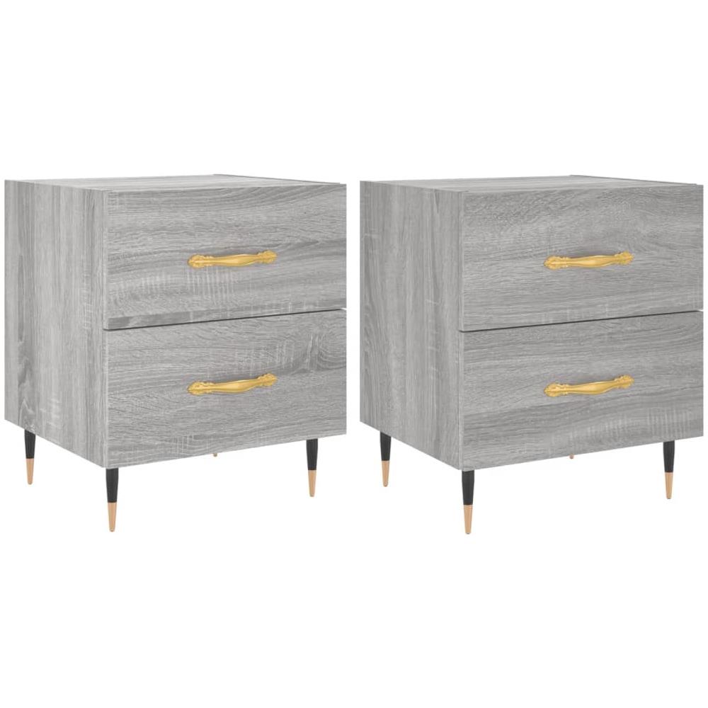 Comodini 2 Pz Grigio Sonoma 40x35x47,5 Cm In Legno Multistrato - Foto 2