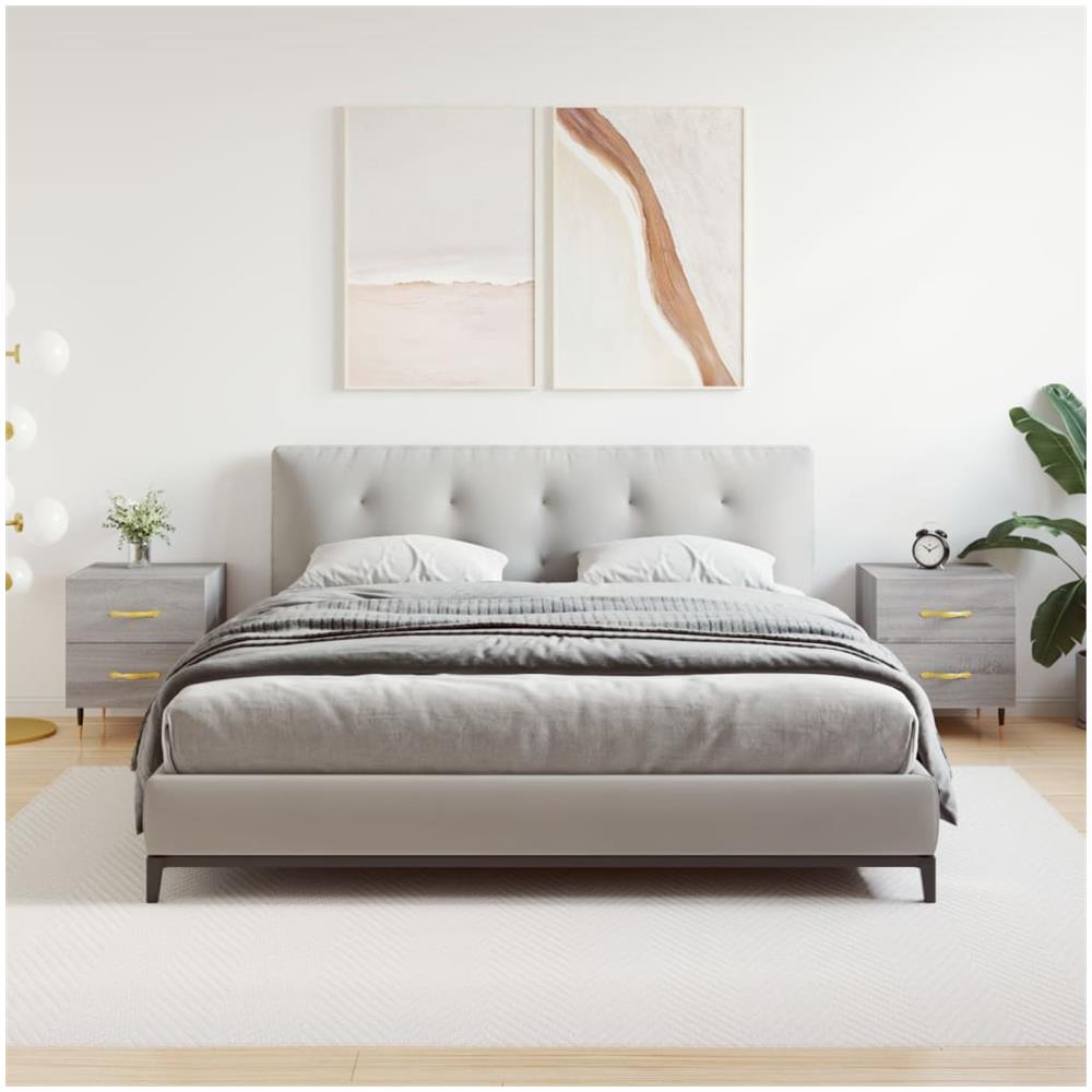 Comodini 2 Pz Grigio Sonoma 40x35x47,5 Cm In Legno Multistrato - Foto 1