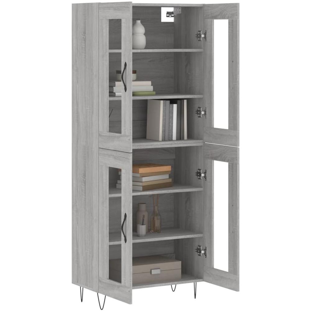 Credenza Grigio Sonoma 69,5x34x180 Cm In Legno Multistrato - Foto 3