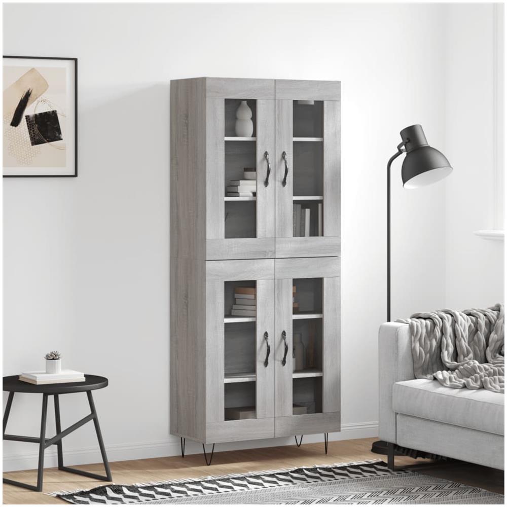 Credenza Grigio Sonoma 69,5x34x180 Cm In Legno Multistrato - Foto 1