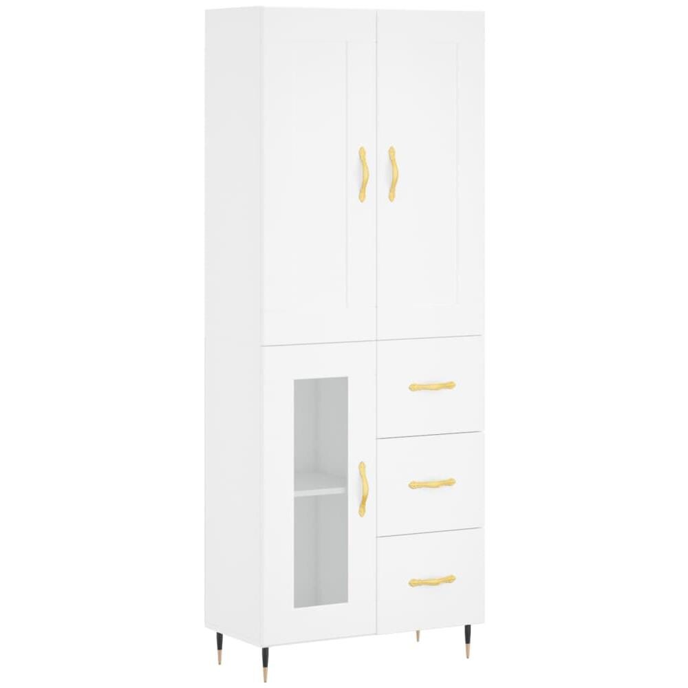 Credenza Bianca 69,5x34x180 Cm In Legno Multistrato - Foto 2