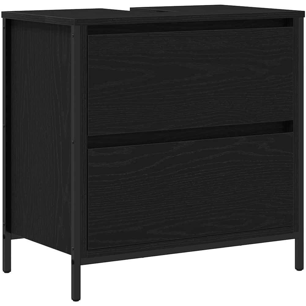 Mobile Lavabo da Bagno con Cassetti Rovere Nero 60x34,5x60 cm - Foto 1