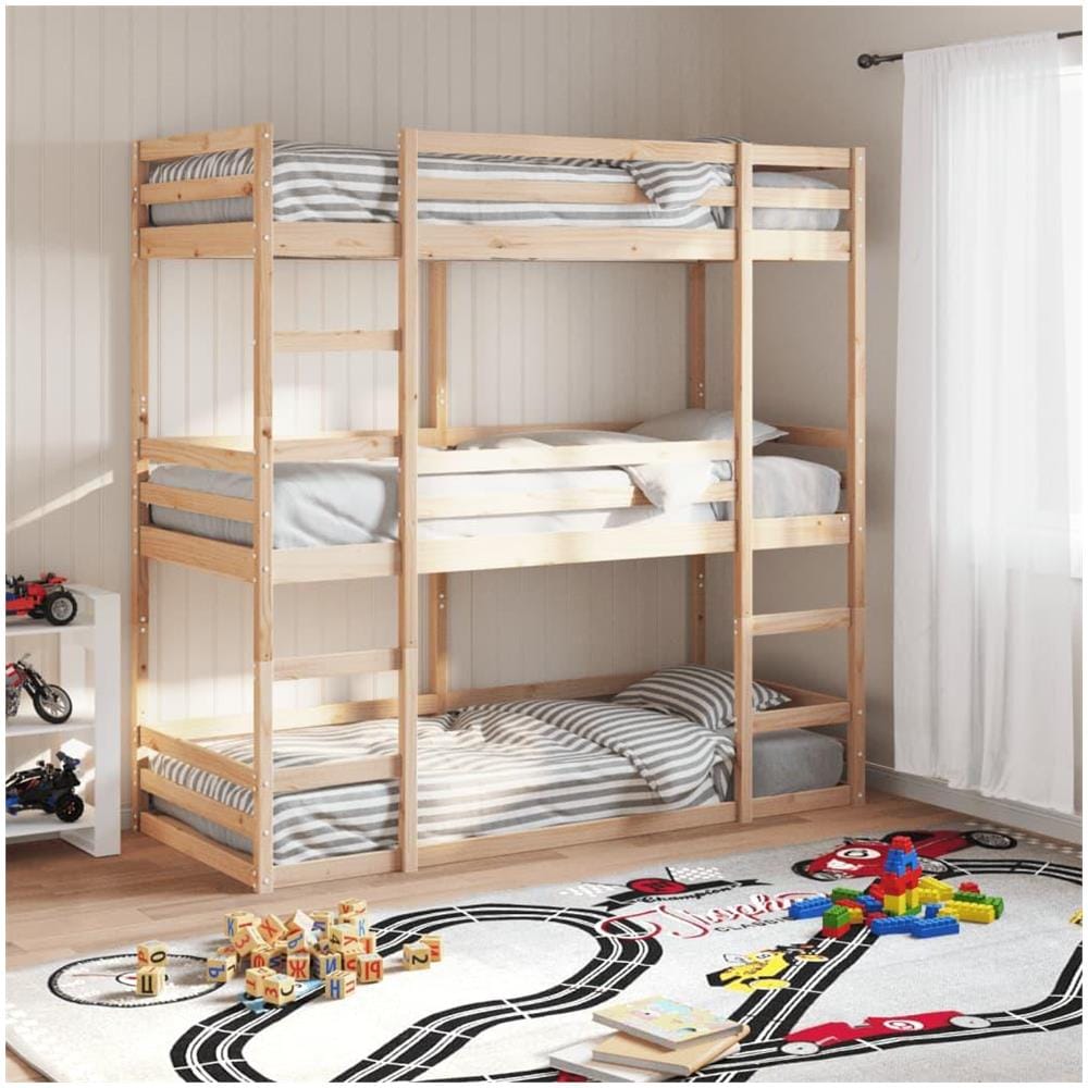 Letto a Castello Triplo 80x200 cm in Legno Massello di Pino - Foto 2