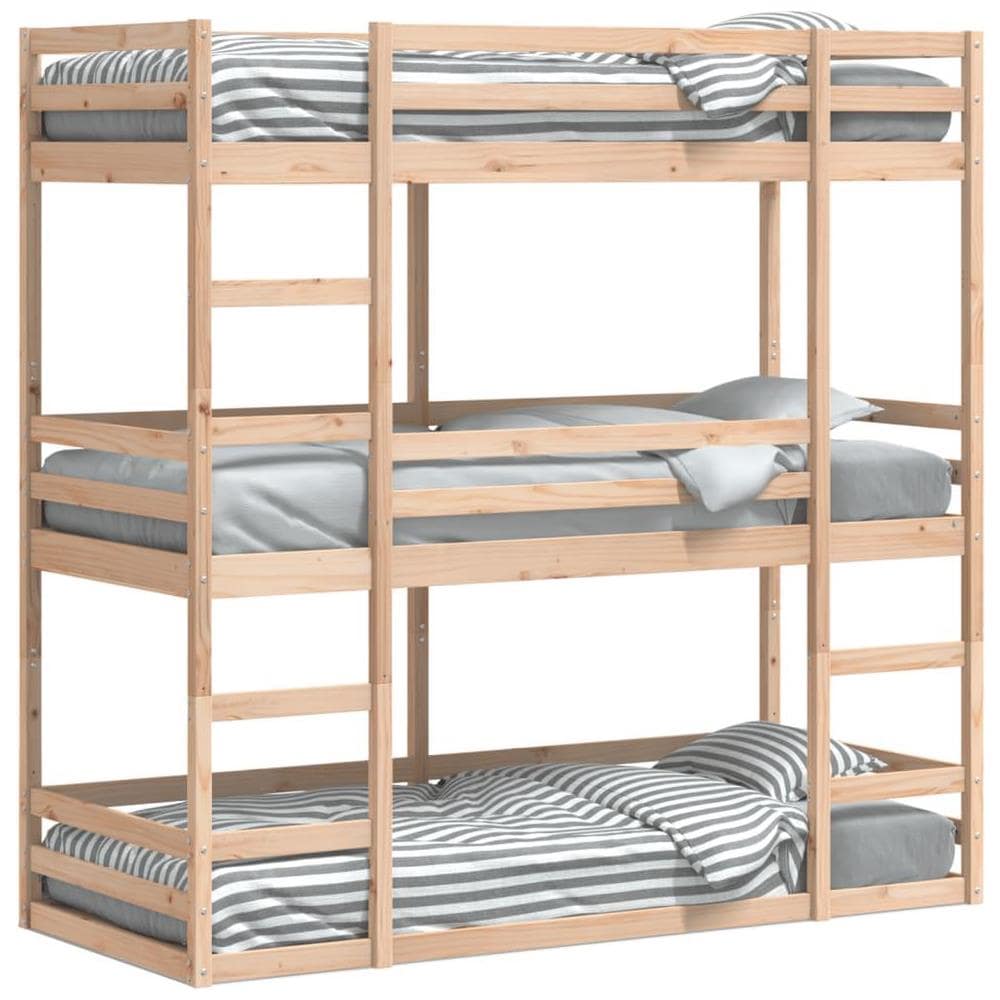 Letto a Castello Triplo 80x200 cm in Legno Massello di Pino - Foto 1