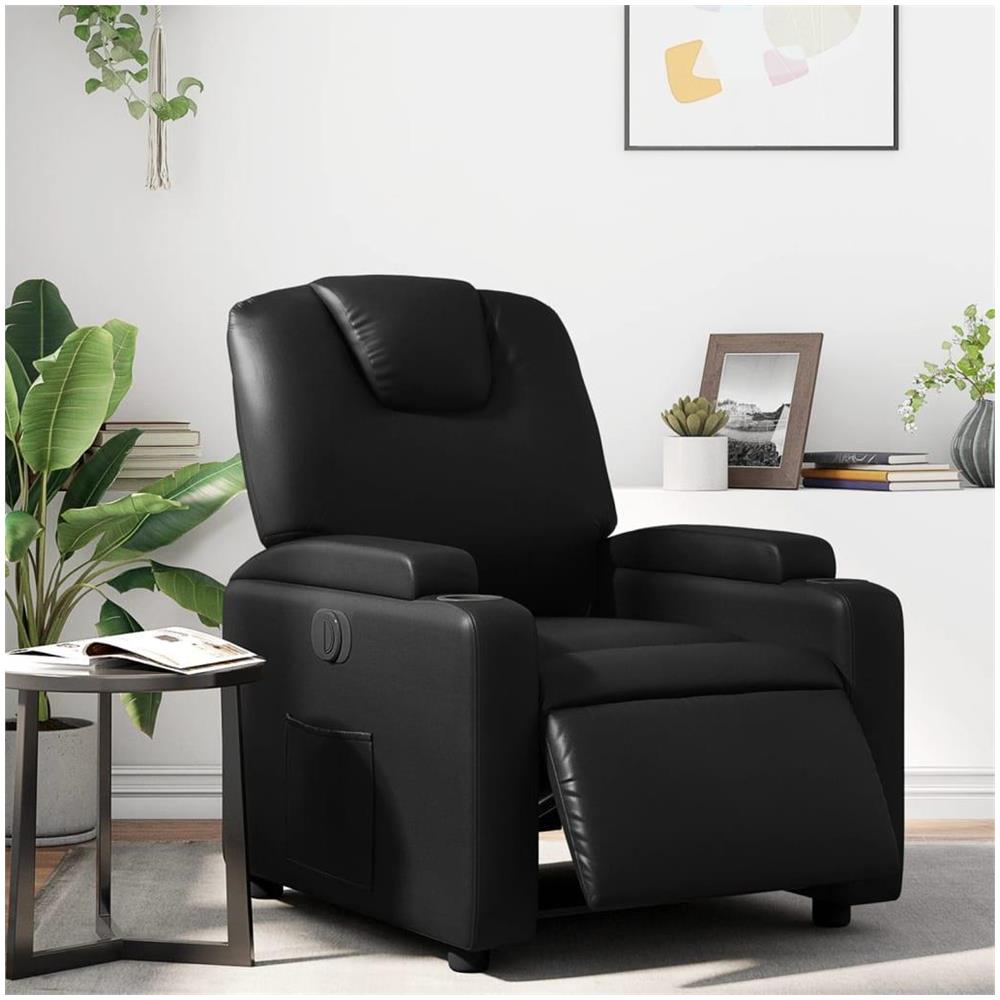 Poltrona Reclinabile Elettrica Nera in Similpelle - Foto 2