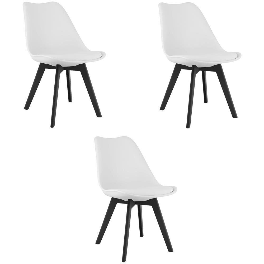 Sedia RIXK - Design ergonomico, bianca con gambe nere x 3 - Foto 1