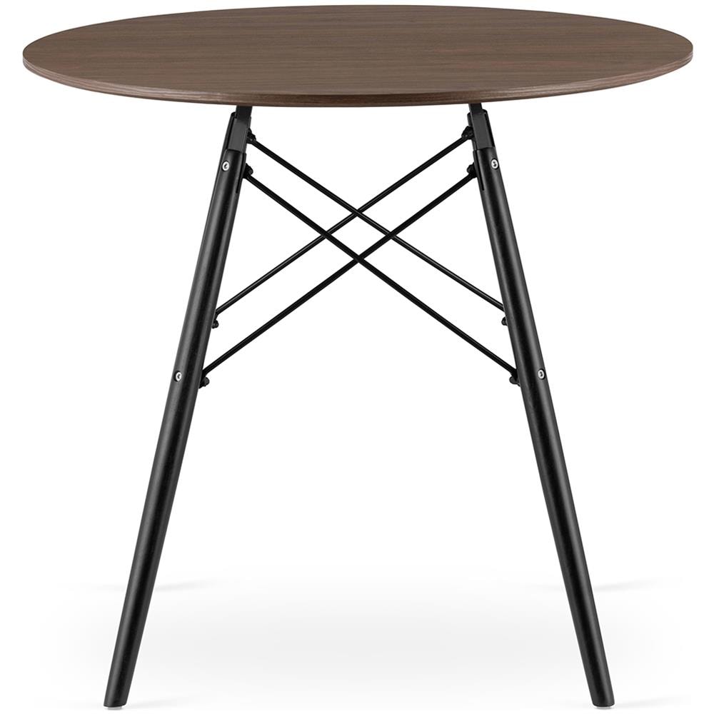 Tavolo da pranzo rotondo moderno Todi 80x80 cm, frassino scuro + nero - Foto 1