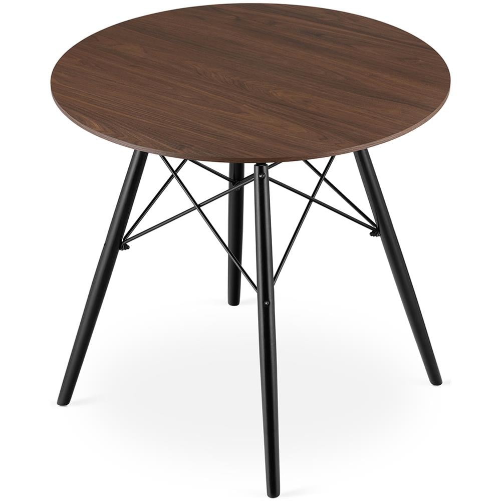 Tavolo da pranzo rotondo moderno Todi 80x80 cm, frassino scuro + nero - Foto 2