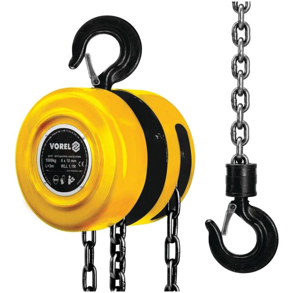 Sollevatore A Catena 1000 Kg Acciaio Giallo 80751 - Foto 1