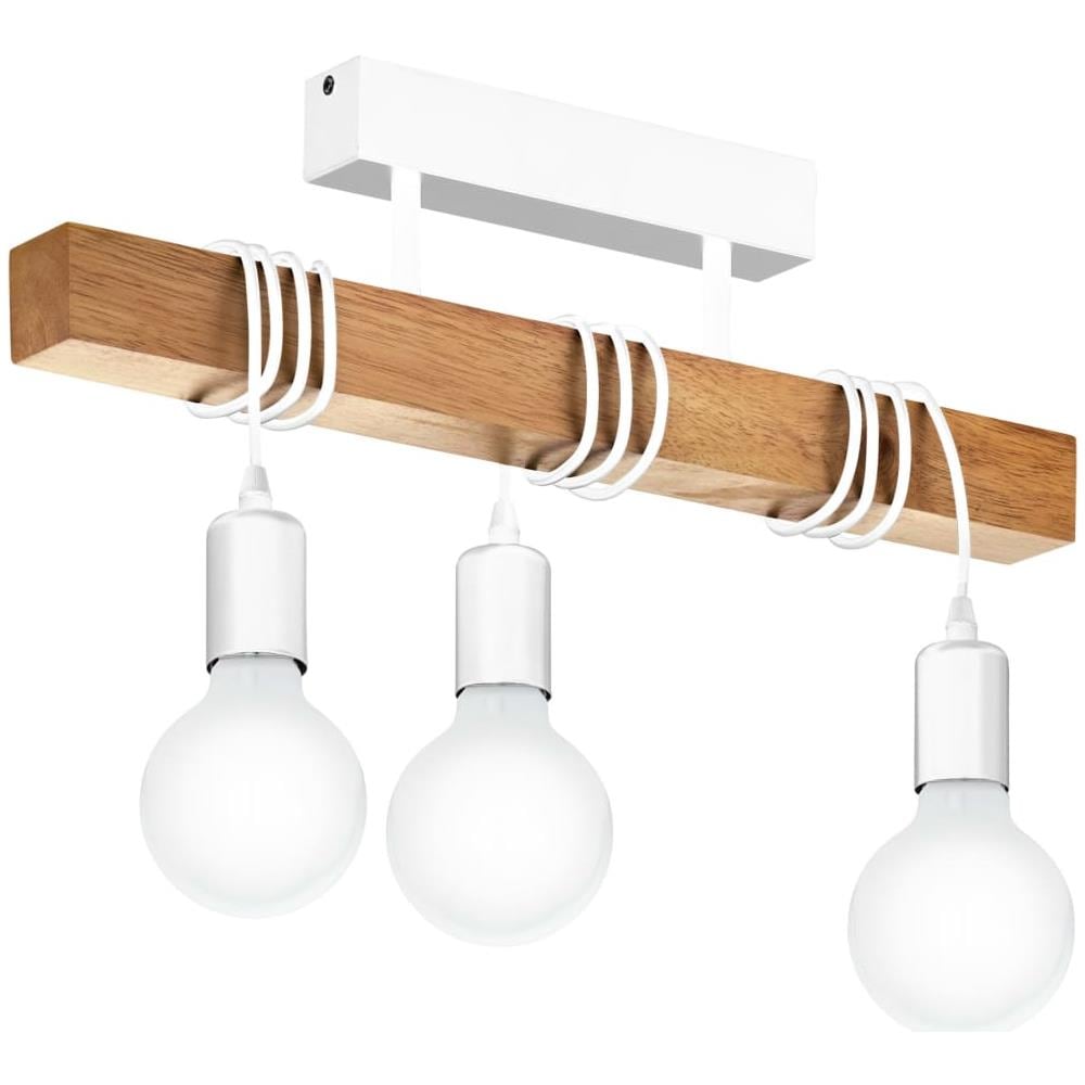 Lampada Da Soffito Townshend Con 3 Lampadine Legno Bianco E Beige - Foto 1