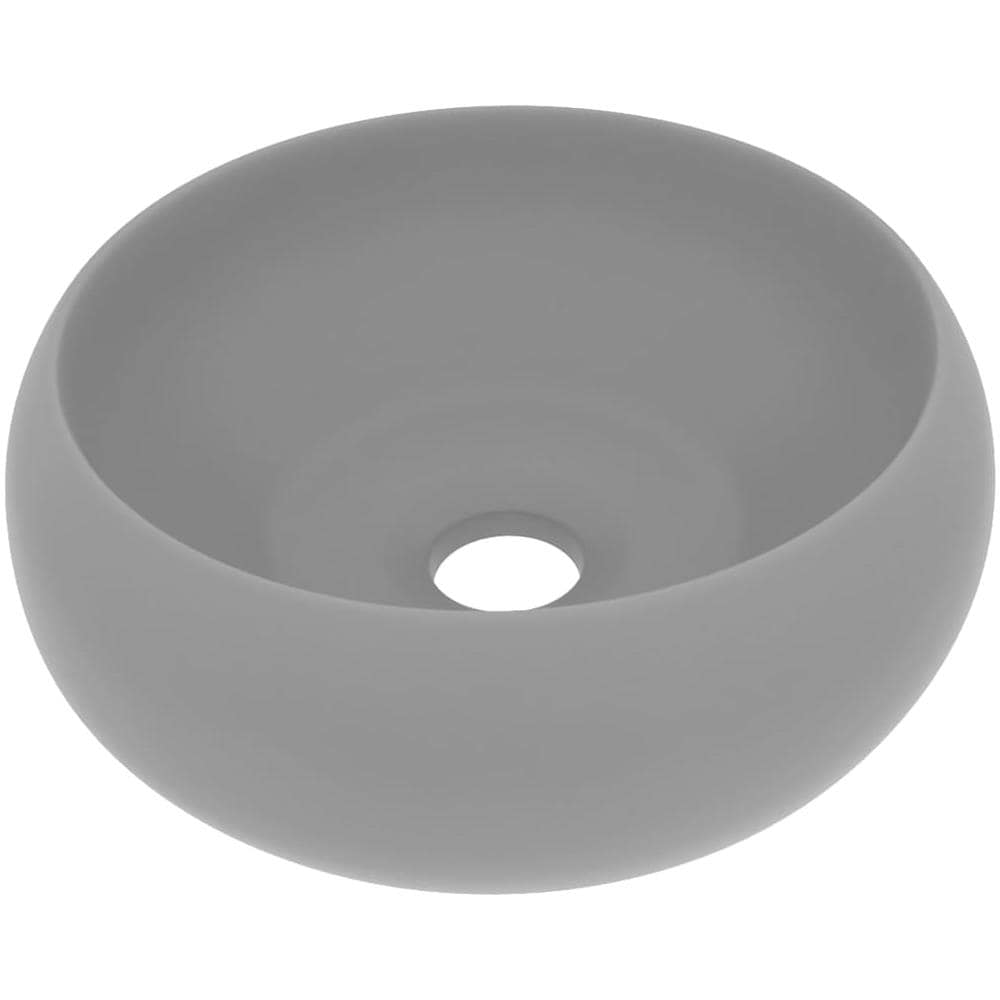 Lavandino Lusso Rotondo Grigio Chiaro Opaco 40x15cm in Ceramica - Foto 1