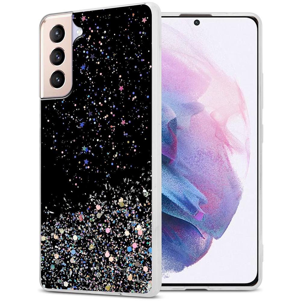Custodia Compatibile Con Samsung Galaxy S21 Plus In Nero Con Glitter - Coperchio Protettivo In Silicone Tpu Flessibile Con Glitter Scintillanti - Foto 1