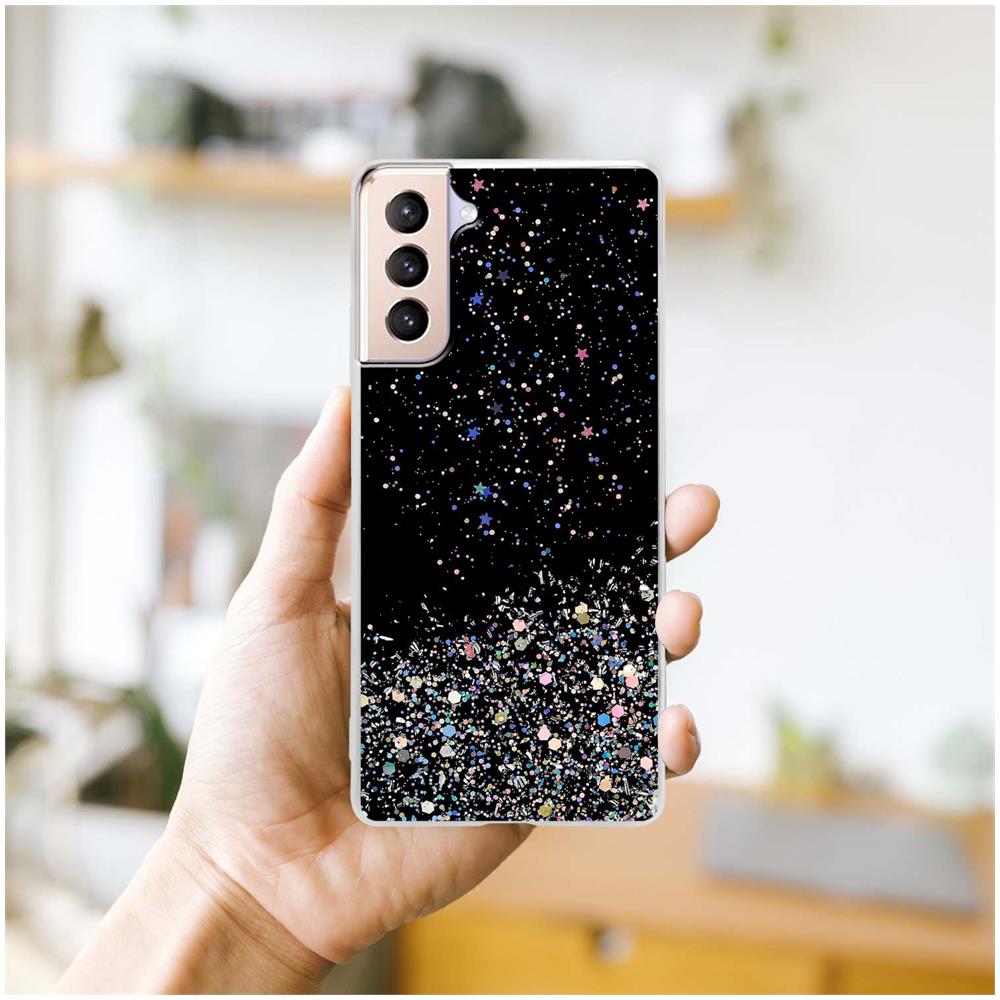 Custodia Compatibile Con Samsung Galaxy S21 Plus In Nero Con Glitter - Coperchio Protettivo In Silicone Tpu Flessibile Con Glitter Scintillanti - Foto 8