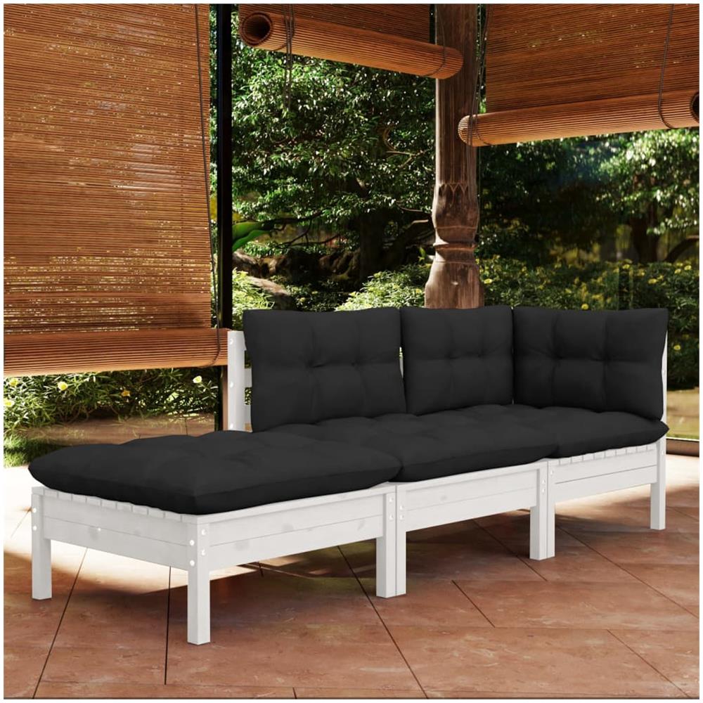 Set Divani da Giardino 3 pz con Cuscini in Massello di Pino - Foto 1