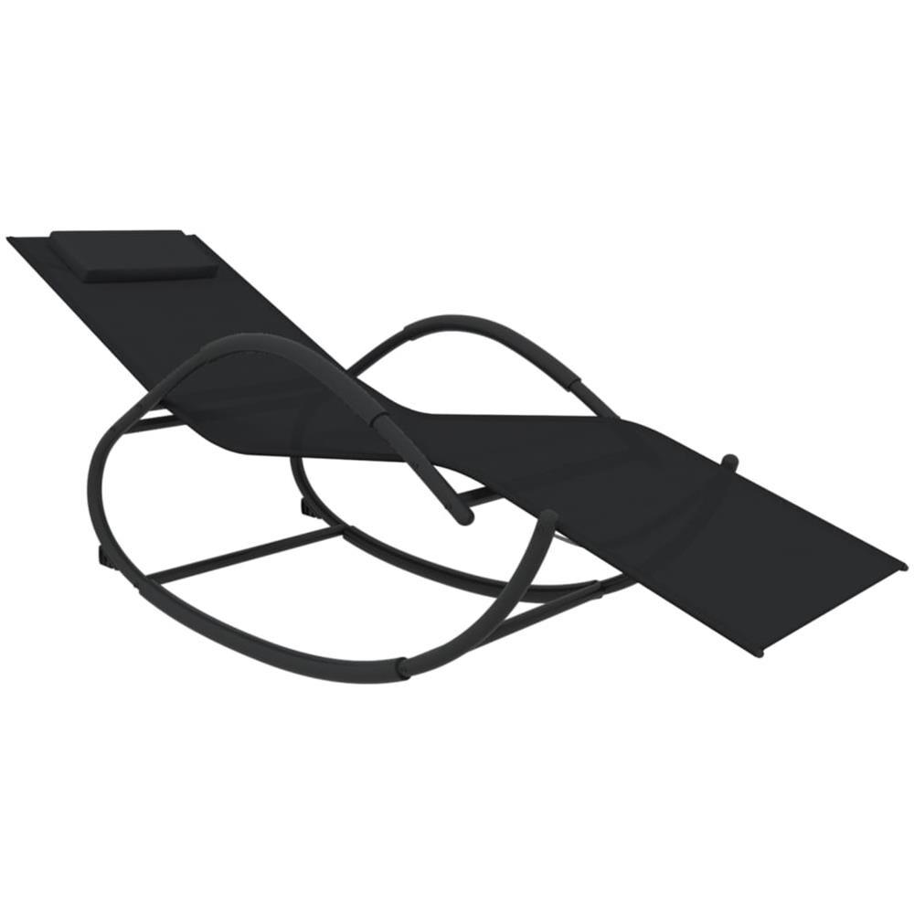 Lettini Prendisole A Dondolo 2 Pz In Acciaio E Textilene Nero - Foto 3