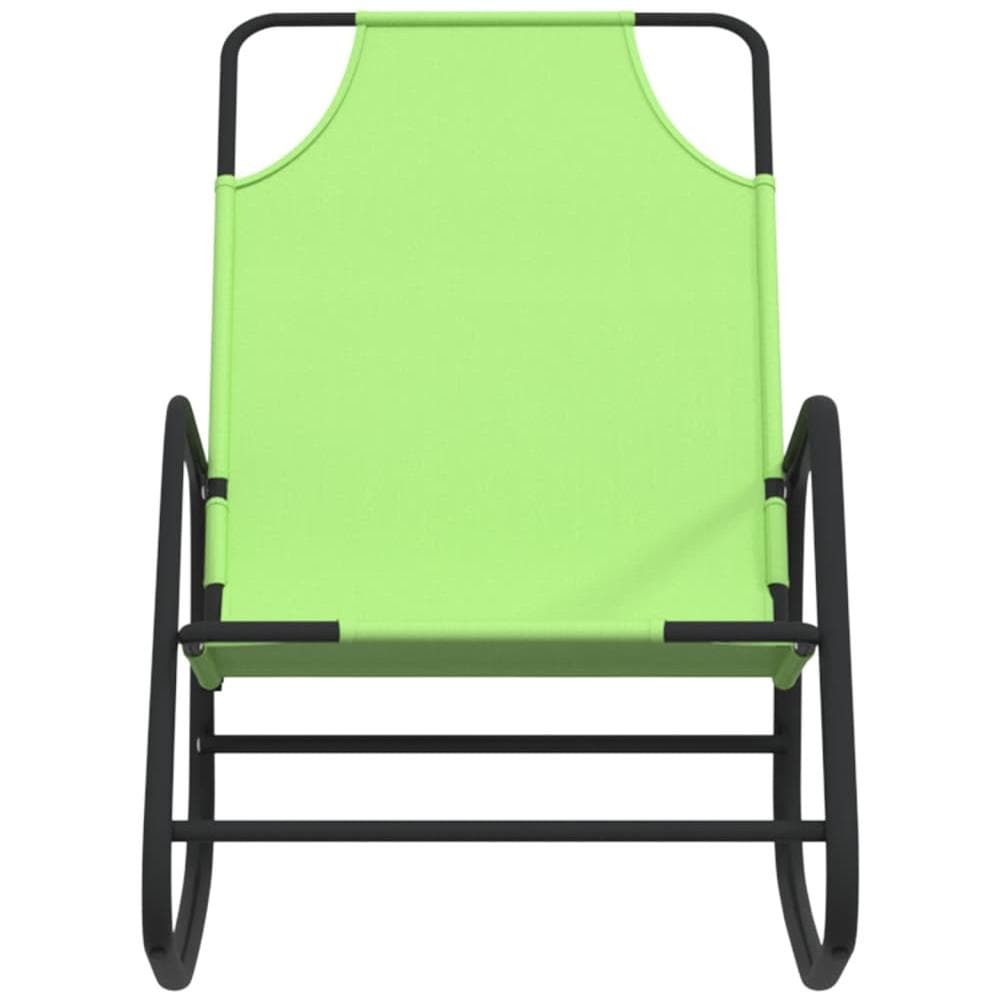 Lettino Prendisole a Dondolo in Acciaio e Textilene Verde - Foto 3