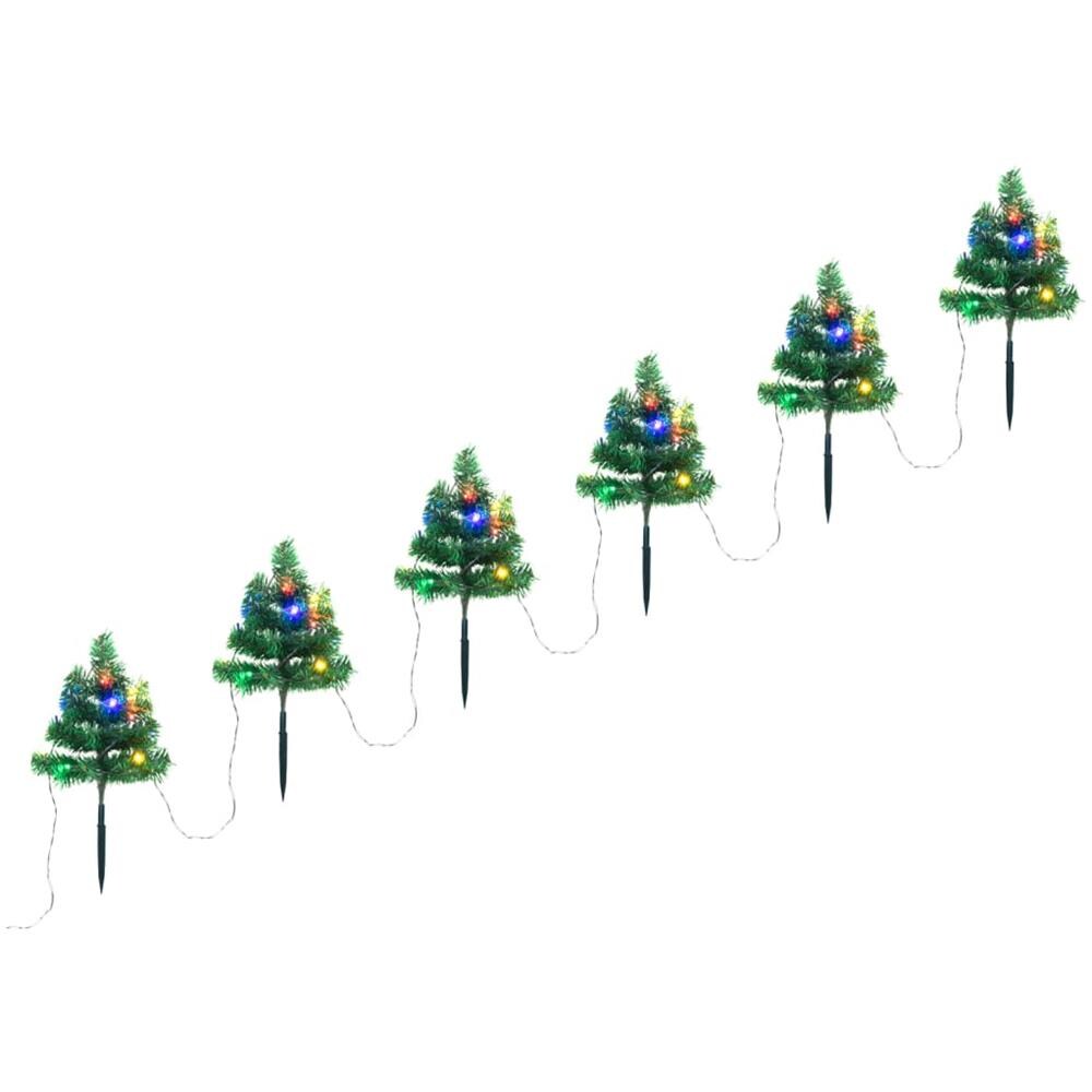 Sentiero Alberi di Natale 6 pz con LED Multicolore 45 cm PVC - Foto 1