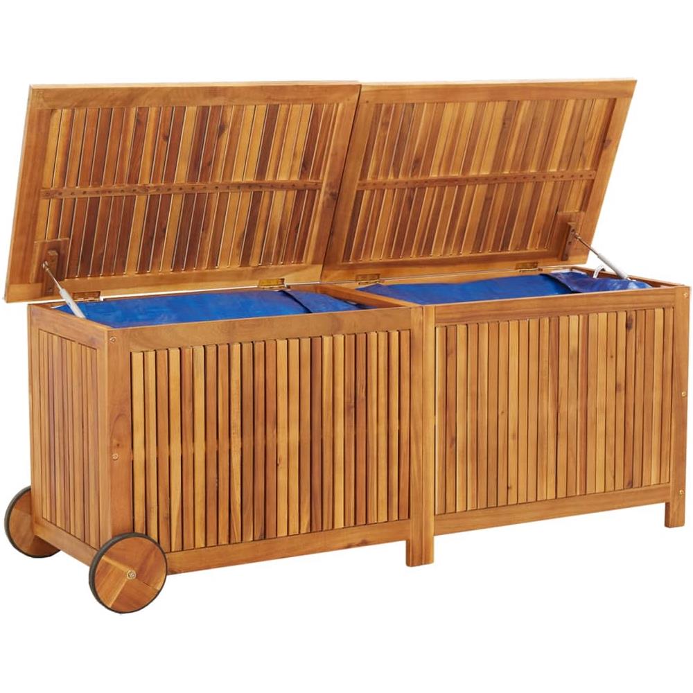 Contenitore Da Giardino Con Ruote 150x50x58cm Massello Acacia - Foto 3