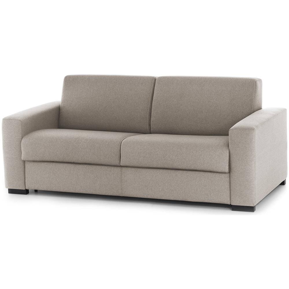 Divano Letto Alexis, Divano A 2 Posti Large, 100% Made In Italy, Sofà Soggiorno Con Apertura Girevole, In Tessuto Imbottito, Con Braccioli Standard, Cm 200x95h90, Tortora - Foto 2