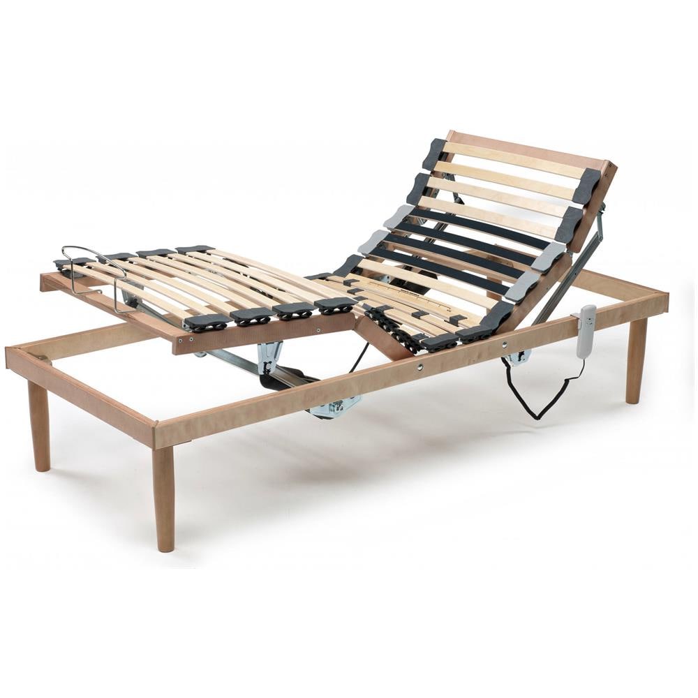 Rete Letto Singolo Damiana, Rete A Doghe In Legno Con Motore, 100% Made In Italy, Rete Ortopedica Reclinabile Motorizzata, Cm 80x190h 34 - Foto 1