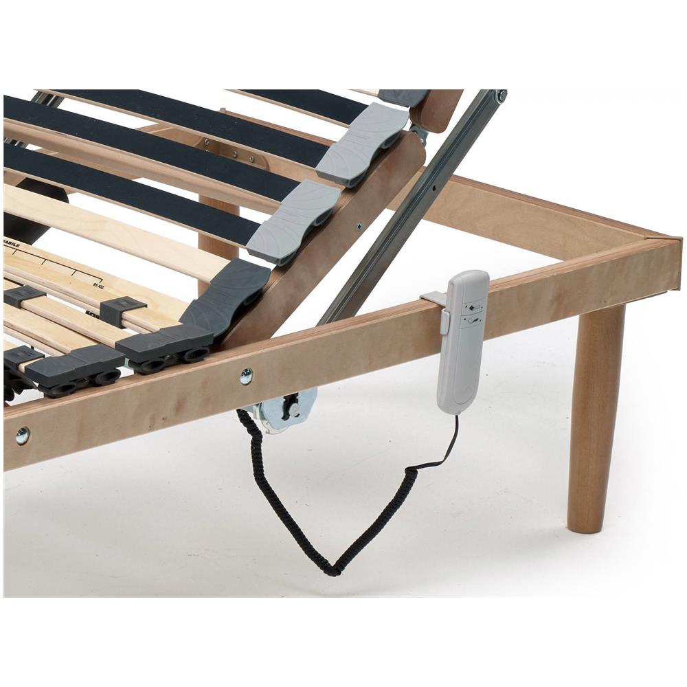 Rete Letto Singolo Damiana, Rete A Doghe In Legno Con Motore, 100% Made In Italy, Rete Ortopedica Reclinabile Motorizzata, Cm 80x190h 34 - Foto 2