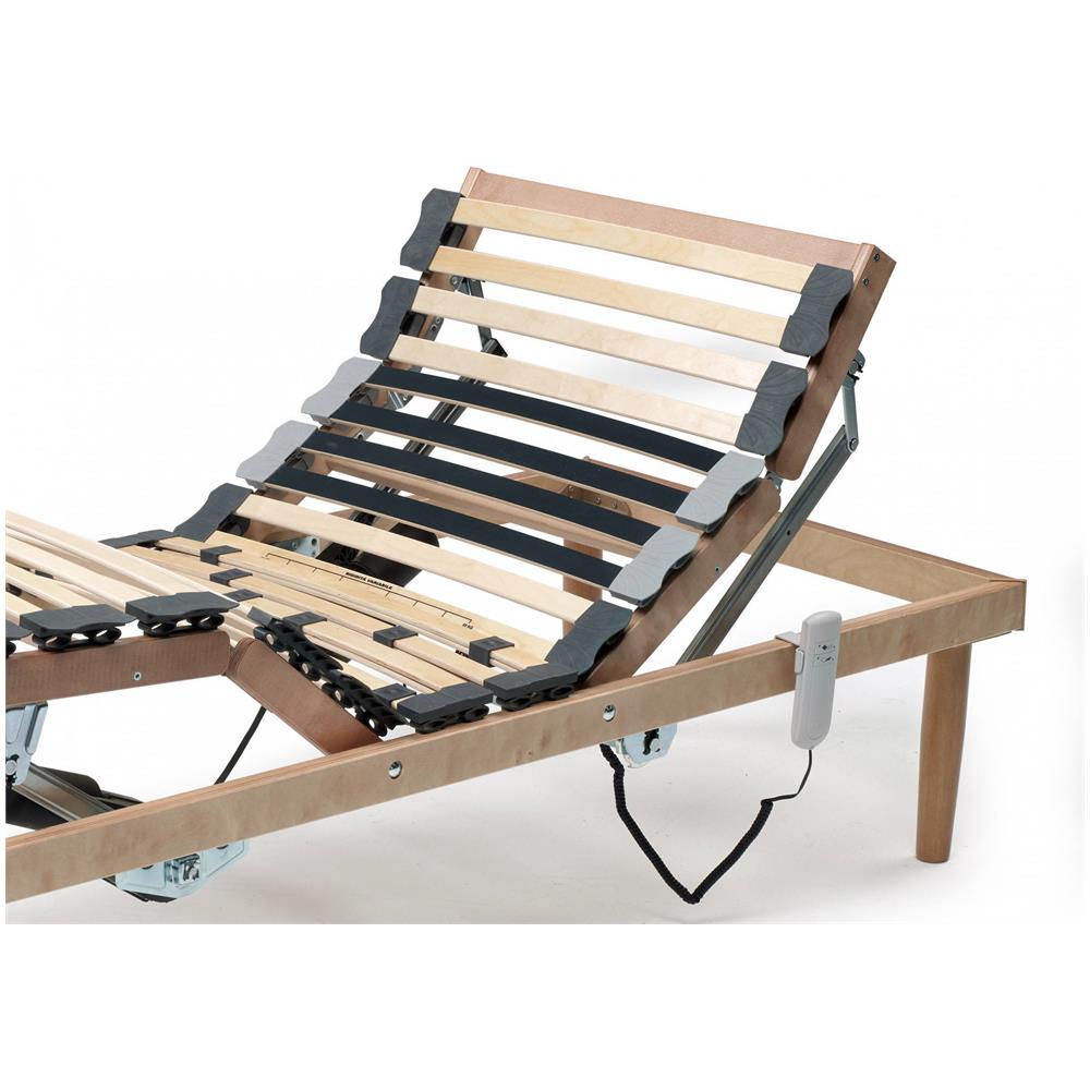 Rete Letto Singolo Damiana, Rete A Doghe In Legno Con Motore, 100% Made In Italy, Rete Ortopedica Reclinabile Motorizzata, Cm 80x190h 34 - Foto 4