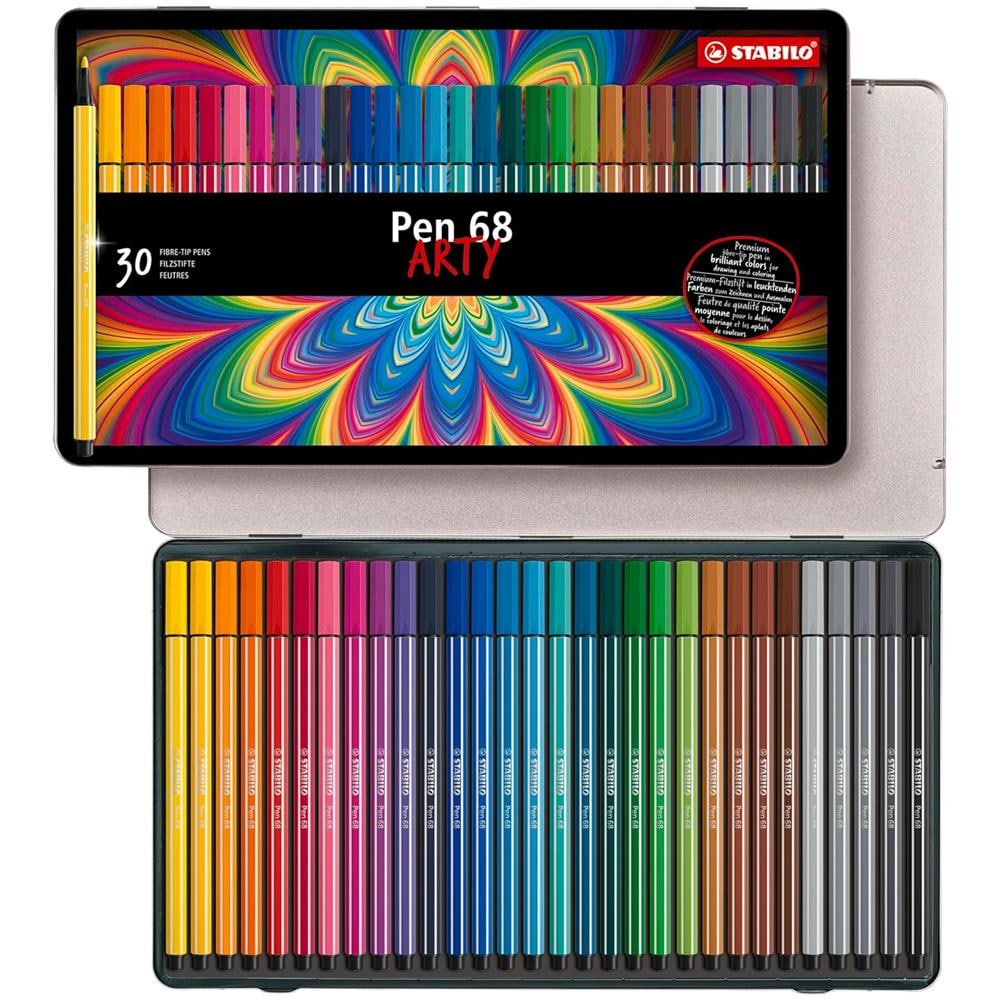 Pen 68 - Pennarello Premium - ARTY - Scatola in Metallo da 30 - Colori Assortiti - Foto 1