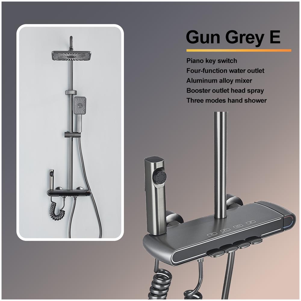 Colonna doccia, Blackswan, Tipo M270, modello grigio antracite, 4 vie, termostato, display LCD, doccia a pressione e bocca mobile nascosta, dimensioni 25 x 9 cm - Foto 1