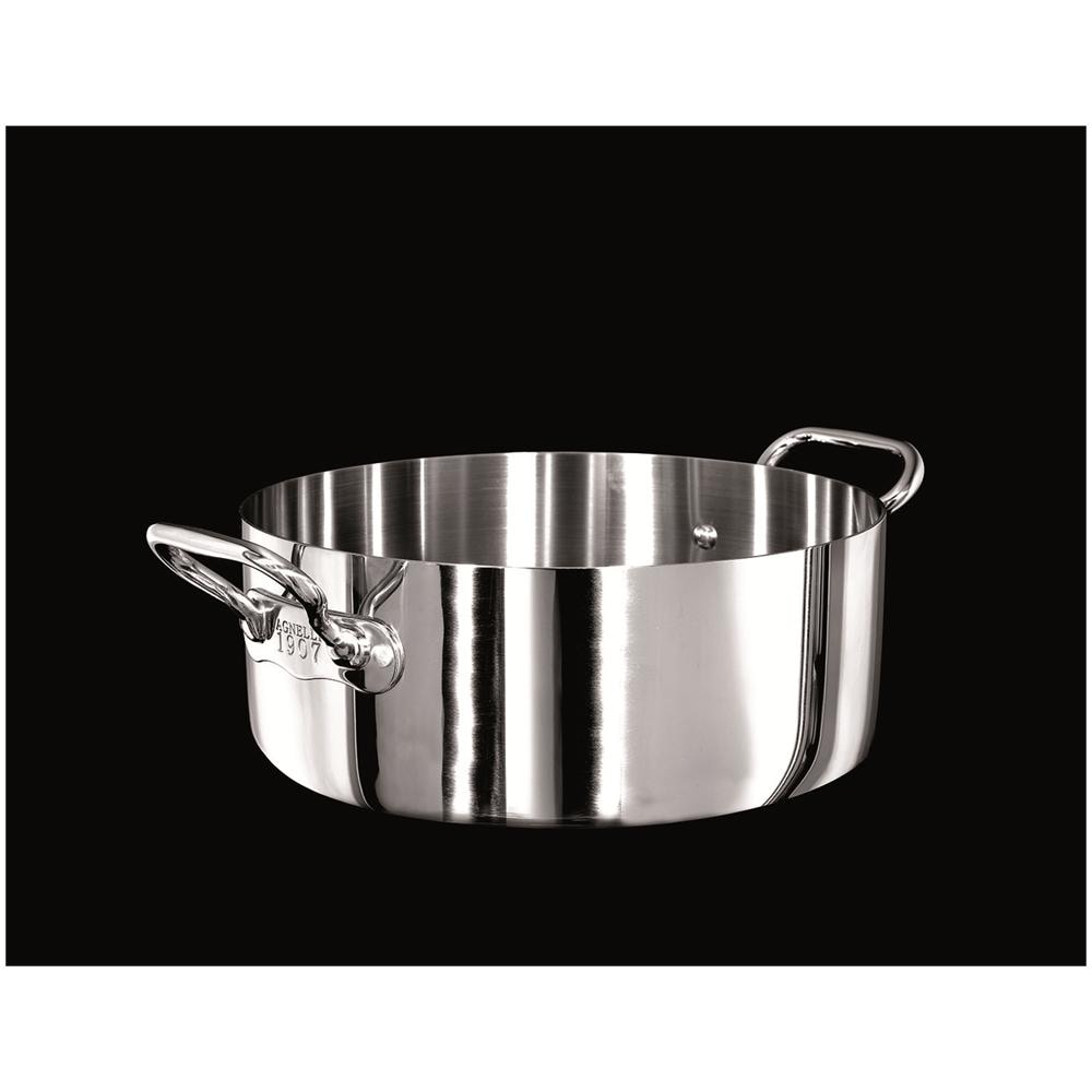 Casseruola Bassa Alu-inox 1907 Per Induzione Con Due Maniglie Inox - Diametro Cm 24 - Altezza Cm 10-capacità Lt 6,7 - Foto 1