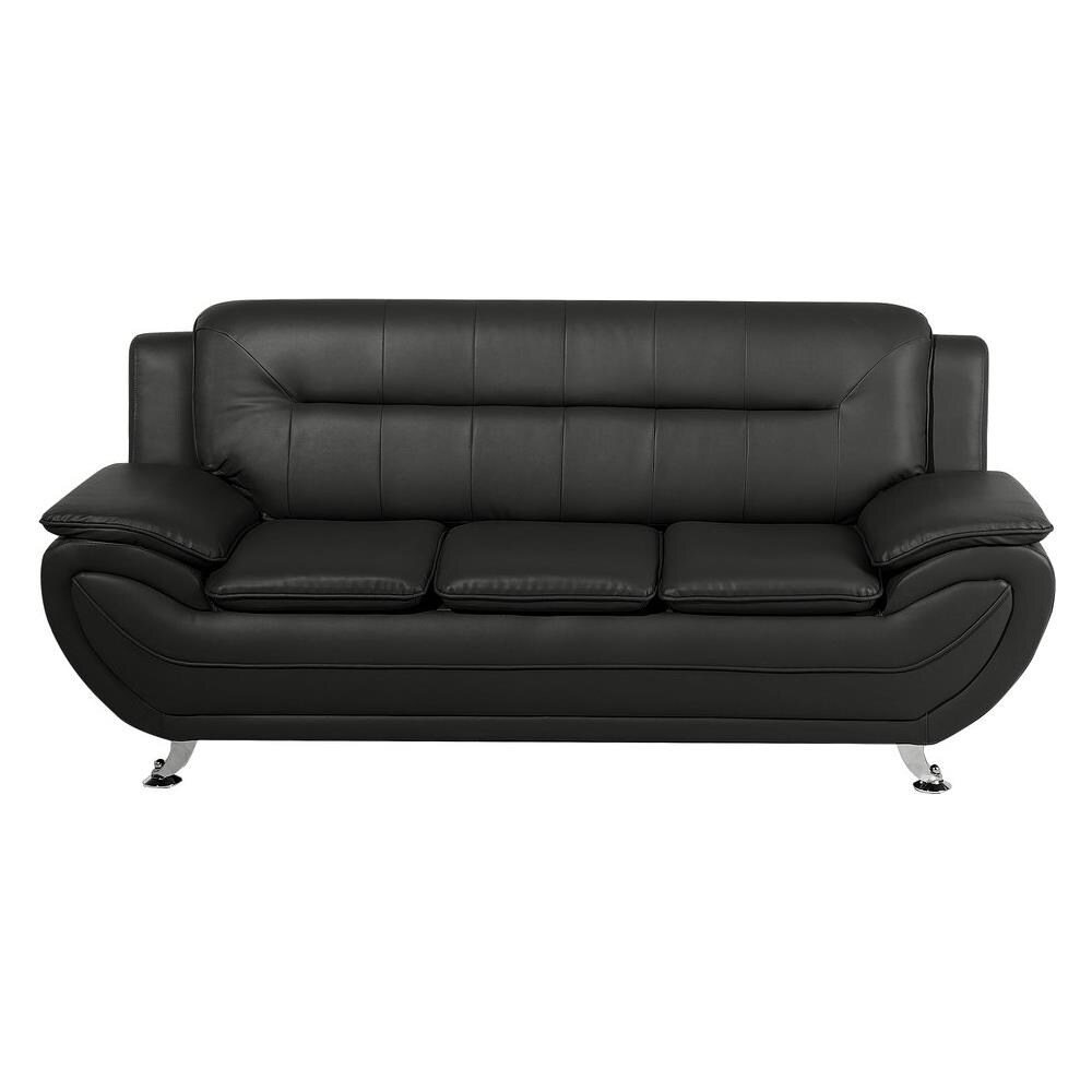 Divano 3 Posti In Pelle Sintetica Nera Leira - Foto 1